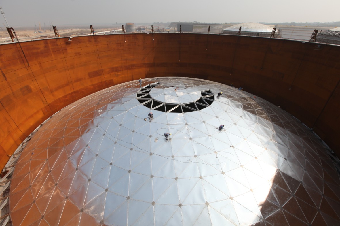 Ateco Aluminium Geodesic Dome Roof For Petroleum Storage Tanks at